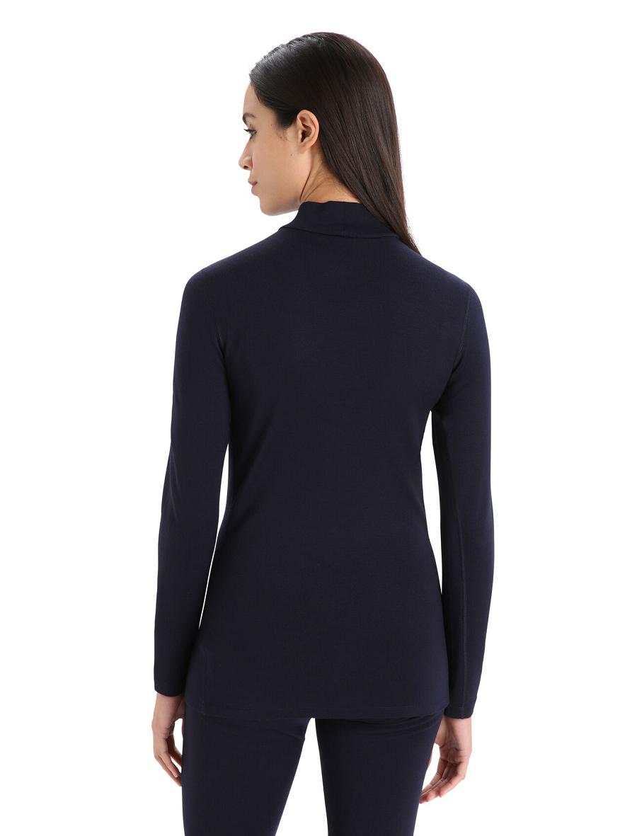 Icebreaker Merino 260 Tech Long Sleeve Turtleneck Női Base Layers Sötétkék | HU 1827RVDW